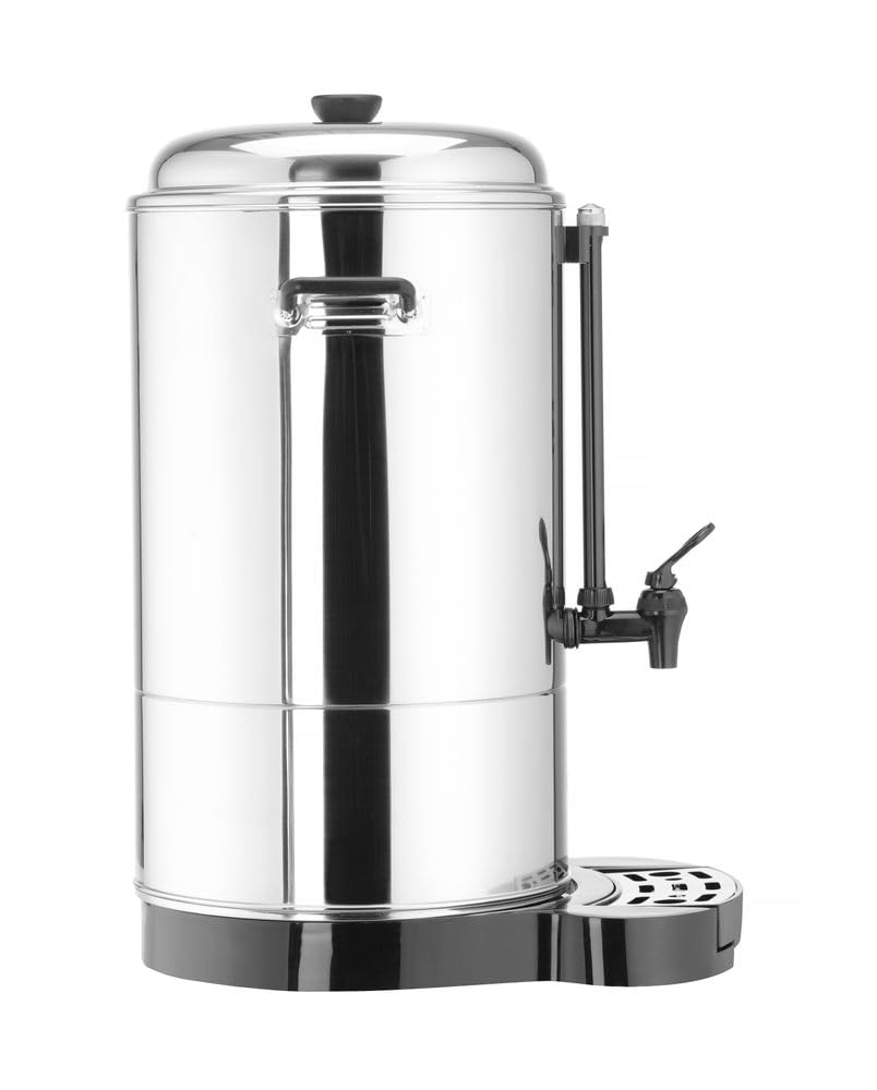 HENDI Kaffee-Perkolator, Doppelwandig, Energiesparend, eingebauter Filterwanne, non drip Hahn, für grob gemahlen Kaffee, kein Papierfilter notwendig, 10L, 230V, 1500W, 386x393x(H)576mm, Edelstahl 18/0