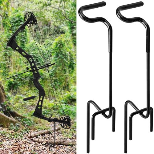 RunNico 2pcs Hunting Blind Bow Holder, Portable Stake With Rubber Coating, Stable for Ground Target Practice