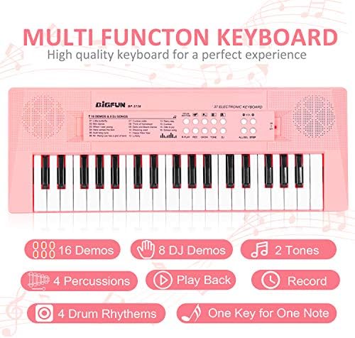 Electronic Piano Keyboard 37 Keys Piano for Kids Music Keyboard Piano with Microphone Learning Music Educational Toy Gift for Girls Boys Beginners (Pink 3 51SRznpiUtL. AC