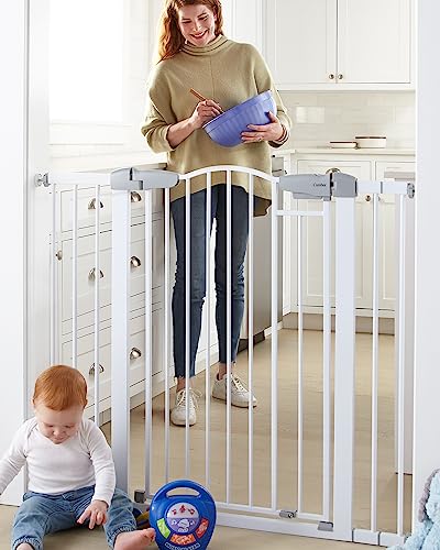 Cumbor Baby Gate 36" Extra Tall For 29.7-46In,Extra Wide Auto Closed Dog Gate For The House With No Drill Pressure Mounted Frame For Kids,Heavy Duty Metal Safety Pet Gate For Stairs,Doorway,Outdoor #TOP17