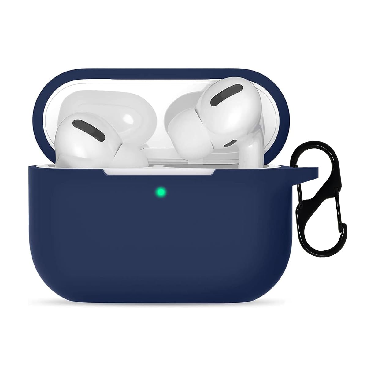LIRAMARK Silicone Soft Case Cover with Buckle for Airpods Pro (2019), AirPods Pro 1st Generation (Midnight Blue)-picture-7