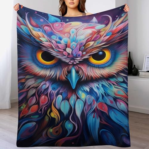 Flannel légère super douce imprimé hibou pour un plaid de canapé isolant