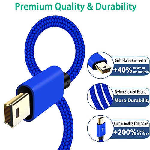 Scovee Mini Usb Cable Braided 6Ft Type A Male To Mini B Cable Data Charging Cord For Gopro Hero 3+,Sony Ps3 Controller Cord,Mp3 Player,Garmin Nuvi,Dash Cam,Canon Powershot Rebel Elph Camera Charger #TOP1