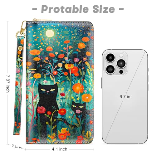 Image of Aiawoxc Womens Wallet, RFID Wristlet Wallets for Women, Ladies Clutch Purses, Large Travel Card Holder with Phone Holder | RFID