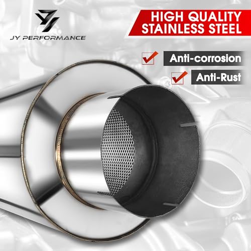 JY Performance 5 inch Muffler Diesel, Muffler 8" x 24" Body 30" Whole Length Straight Through Stainless Steel Welded On Resonator Muffler - Thumbnail 2