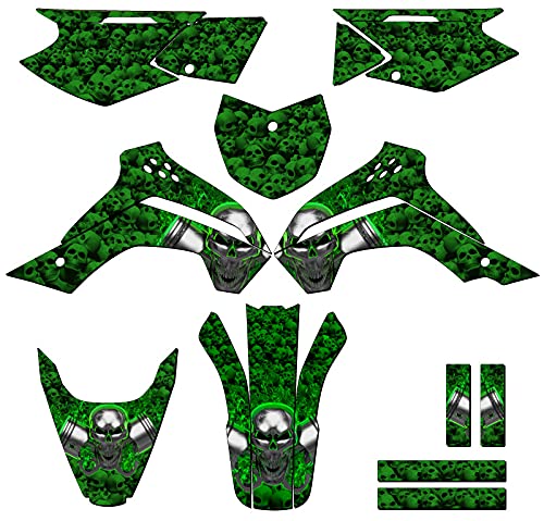 2008-2018 KLX 140 Flaming Gearhead Green Senge Graphics Complete Kit Compatible with Kawasaki