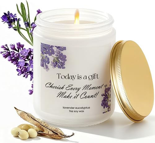 BLISSLUME Lavender Eucalyptus Scented Candle – 7oz Hand-Poured Non-Toxic Soy