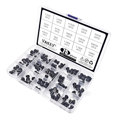 15Values 75 Pcs 0810 I-Shape Power Inductor Kits 8mm*10mm 2.2uH 3.3uH 4.7uH 10uH 22uH 33uH 47uH 100uH 220uH 330uH 470uH 1mH 3.3mH 4.7mH 10mH Radial Power Choke Inductors