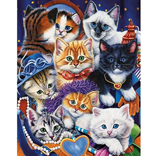 Ukerdo DIY Pintura Diamante Kits Ocho Diferente Colors Gato Imagen Bordado Taladro Completo Pared Arte Decorativas para Regalo