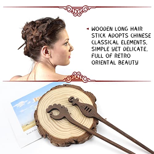 9 Pack Handmade Chinese Brown Wood Hair Sticks Carved Long Fork Pen Shawl Pins Sticks Wooden Chopsticks For Hair Hairpins Clips Barrettes For Bun Chignon Elegant Decorative Hair Holder Bulk #TOP1