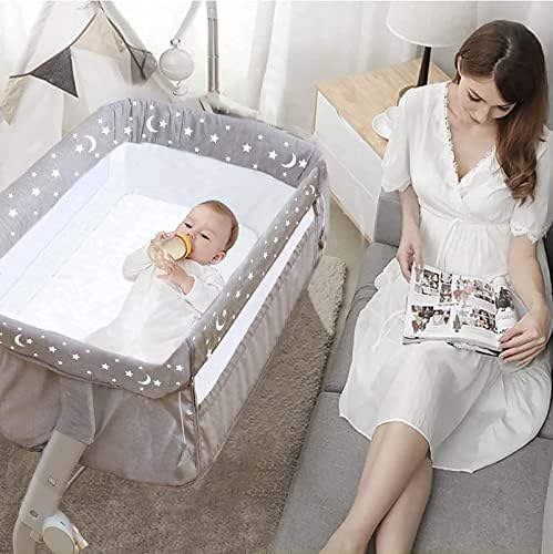 RDHOME Baby Bassinet & Baby Bedside Sleeper, Height Adjustable Portable Infant Cribs for Newborn with Breathable Net Cover, Comfy Mattress,Storage Bag
