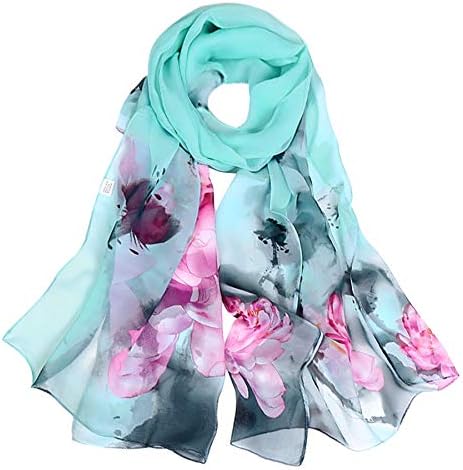 Ladies Floral Chiffon Scarf - Sunscreen Fashion Scarf Flower Print Lightweight Head Scarf Scarves Shawls Wrap For Women