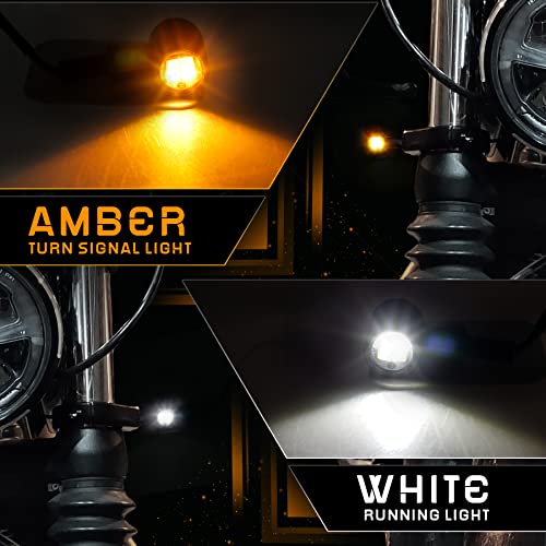 Quasco Universal Motorcycle Turn Signals Switchback Led Turn Signal Kit Front Mini Blinkers Compatible With Harley Honda Kawasaki Suzuki Triumph Yamaha, Ovral #TOP2