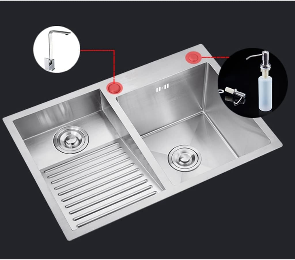 Kitchen Sinks,Kitchen Sink Laundry Pool ​Bar Prep Kitchen Sinks,Kitchen Sink Deep Single-Bowl Sink Basin, Two Types of Sinks on the Left and Right/Sier/60 * 48Cm