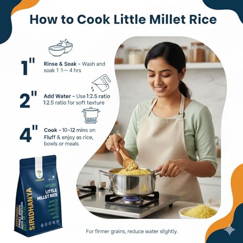 Image of Siridhanya Unpolished millets whole grains Combo Pack (5 x 500g) - Foxtail, Kodo, Little, Barnyard, Proso | Low GI, Gluten-Free, High Fibre & Plant based Protein | Natural Healthy Grain for healthy life wt. 2.5kg