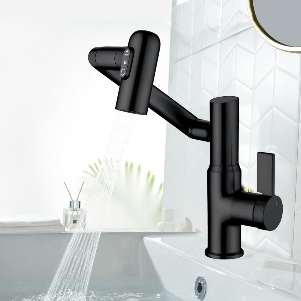Grifo inteligente de temperatura para baño, grifo monomando para baño, grifo para lavabo, grifo para cocina, negro mate