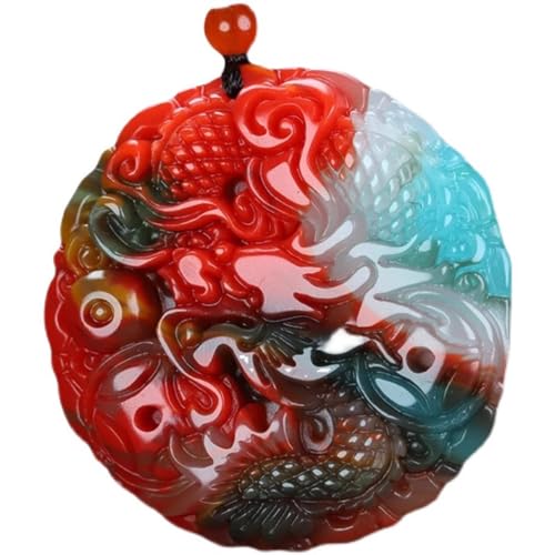Pendentif Feng Shui femme en jade véritable et collier dragon du zodiaque