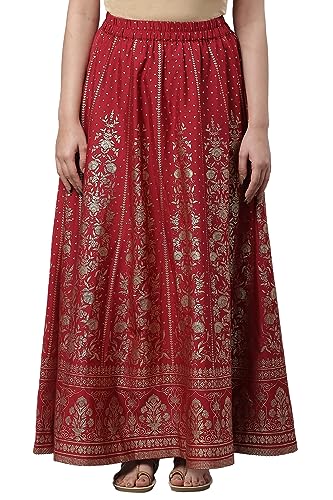 Image of Aurelia Women Polyester Printed Strechable Maxi Skirt | Ankle Length Skirt