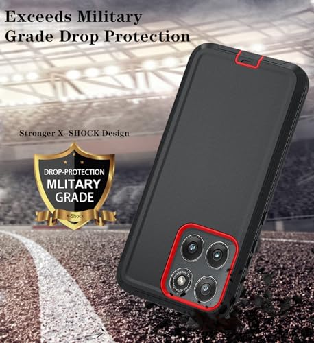 Qinmay Phone Case for Motorola Moto Edge 5G 2025 Case, Heavy Duty Shockproof & Dropproof 3-Layer Cover Phone Case for Moto Edge 2025 (BlackRed) by Qinmay - Used condition - Image 3