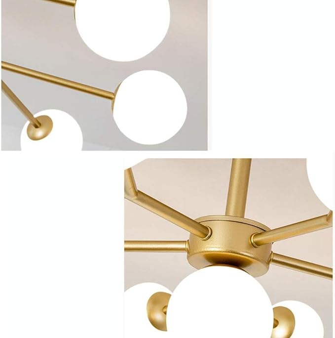 NZDY Plafondlamp, modern, Scandinavisch, 21 lampen, spoutnik, kroonluchter, magische bonenvorm, met lampenkap van glas, bol voor keuken, eetkamer, woonkamer, bar, goud, 7 lampen photo 3