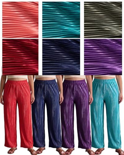 Image of Set of Combo Trouser and Pants for Girls and Women's Relaxed Fit Stretchable Regular Fit Palazzos Lightweight Elastic Waistband Bottoms for Daliy Office & Casual Wear