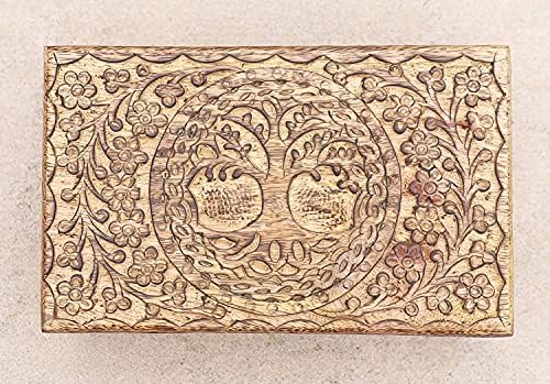 ARTISENIA Father's Day Gifts Tree of Life Mango Wood Keepsake Box Jewellery with Inner Velvet Chest Organizer Tarot Card Decks Unique Gift Ideas for Women Small