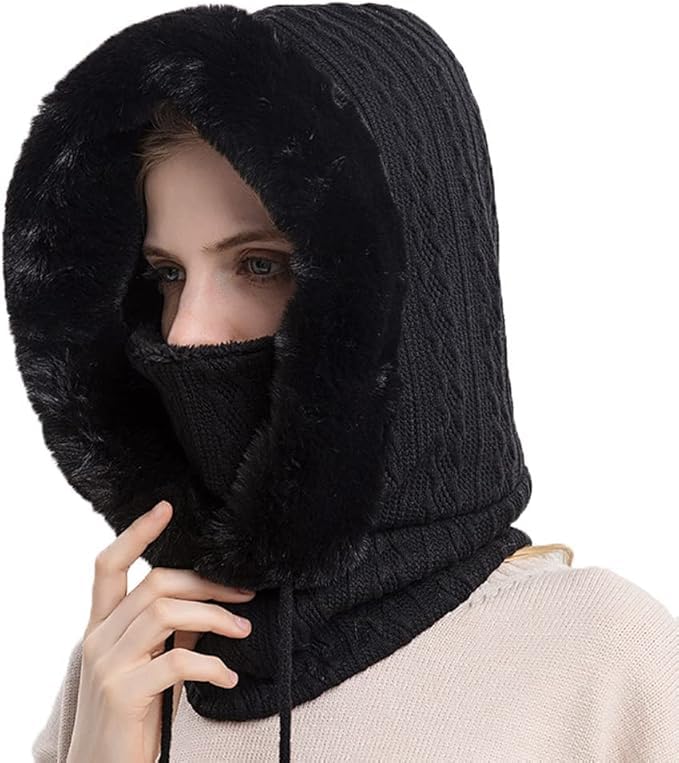 La Mejor Selección de Punto para Mujer Top 5. 41 LISAPRO Gorro de Punto con Calentador, Gorro de Punto para Mujer de Cuello, Gorro de Invierno para Mujer, Gorro Tejido Invierno