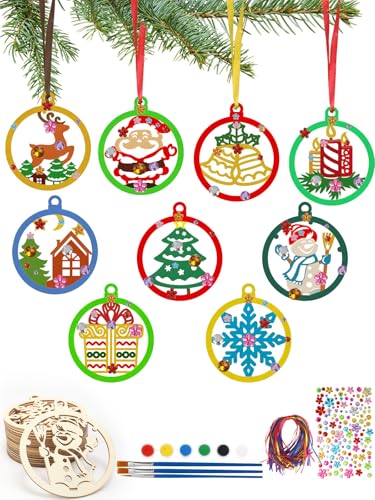 LOPOTIN 46TLG Holzanhänger Weihnachten Zum Bemalen Schneeflocke...