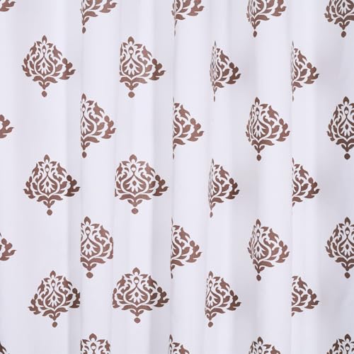 Image of Homestan 100% Cotton Block Print Long Door Curtains 9 Feet Long Set of 2 with Stainless Steel Grommets for Home Decor (9 X 4.5 Feet, Brown)