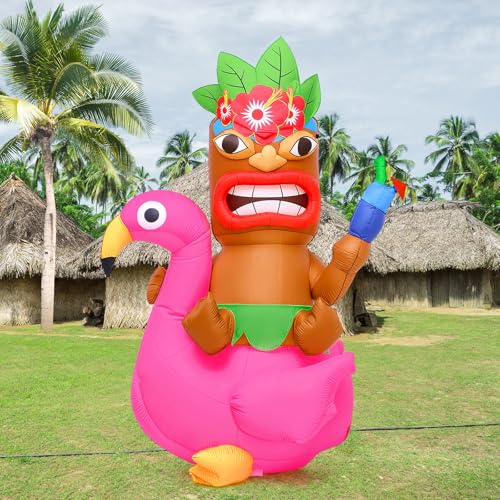 Shappy 5 ft Inflatable Tiki Flamingo Surfboard Luau Hawaiian Party