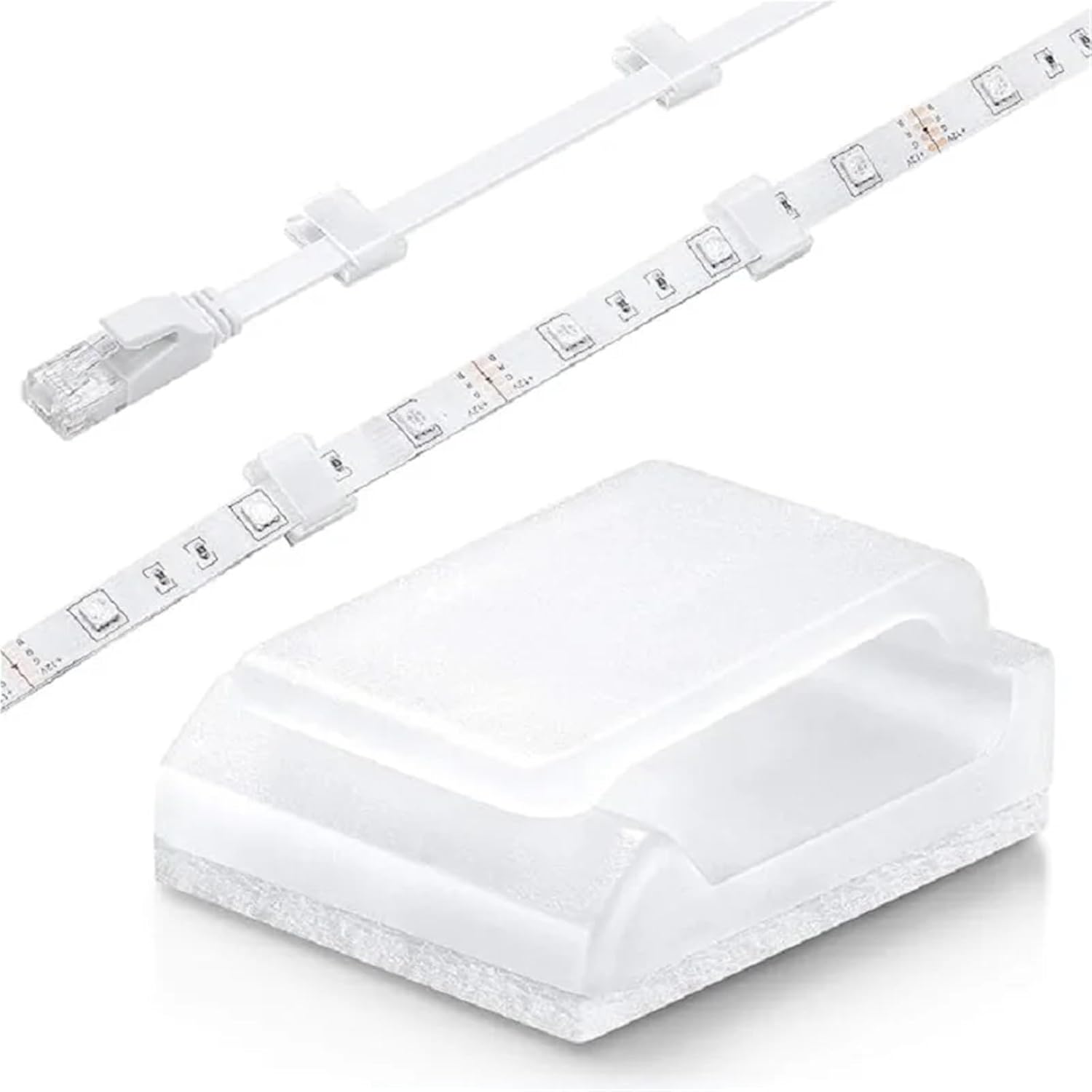 Adhesive Cable Self-Adhesive Cable Clips Organizer Light Cord Decorative Wire Holder Management Manager Fixed Clamp Winder(White,30pcs)