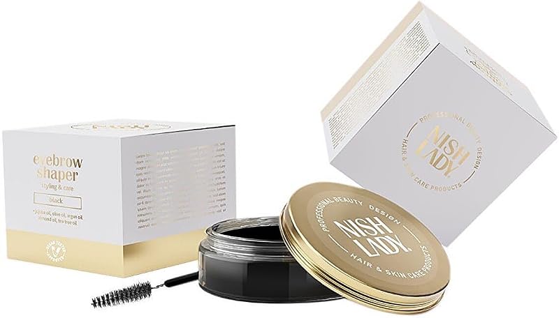 Gel modelador para sobrancelhas Nishlady com escova, preto, 50 mL