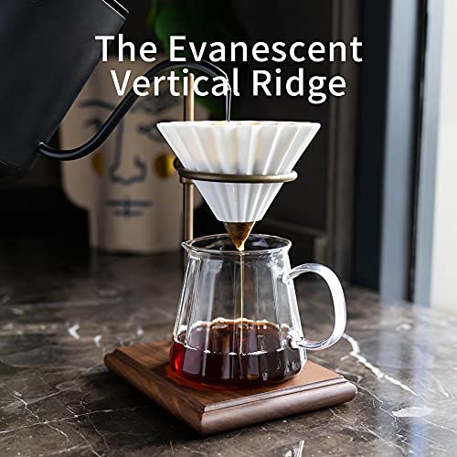 Watchget Glass Coffee Server For Pour Over 400Ml/13.5Oz Heat Resistant Glass Coffee Carafe Tea Pot, Clear #TOP2