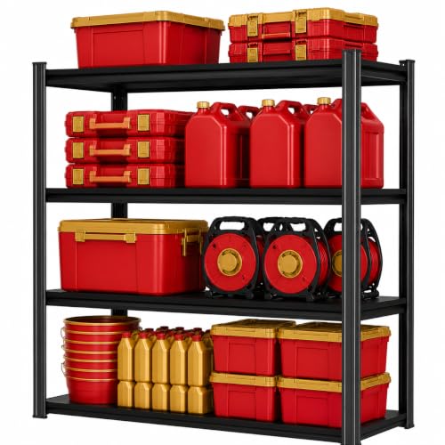 Image of Metal Garage Shelving Unit, Heavy Duty Adjustable Storage Shelves, Steel Shelving, 2000 lbs Capacity Shelves for Heavy Tools and Equipment, 4 Tier, 23.6 inch W x 11.8 inch D x 44.1 inch H