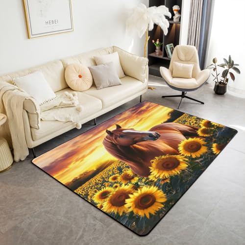 3D Horse Area Rugs for Kids Boys Bedroom Living Room,