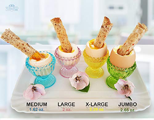 NobleEgg Antique Style Egg Cup Set for Soft Boiled Eggs | Set of 4 Egg Cups