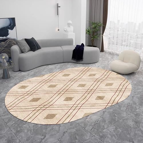 Alfombra ovalada moderna de pelo corto, textil antideslizante lavable para el dormitorio 3