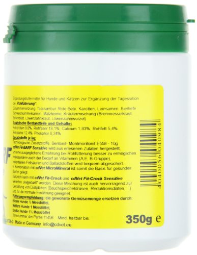 cdVet Naturprodukte Fit-Barf Sensitive 350 g - Getreidefrei für Hunde & Katzen - Unterstützung ernährungsbedingter Bedürfnisse bei Rohfütterung - Ideal für Diätpläne