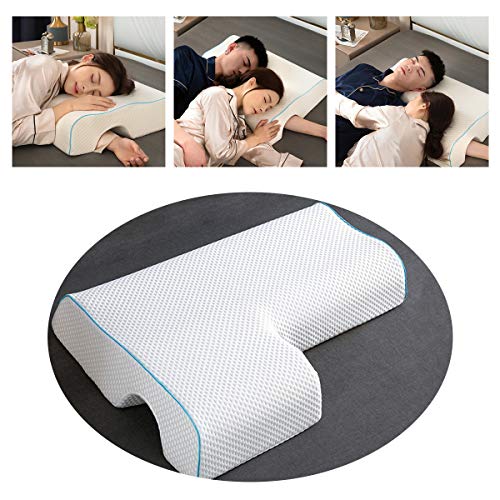 Poncho Couples Pillow, Arched Cuddle Pillow Breathable Memory Foam for Arm Rest, Anti