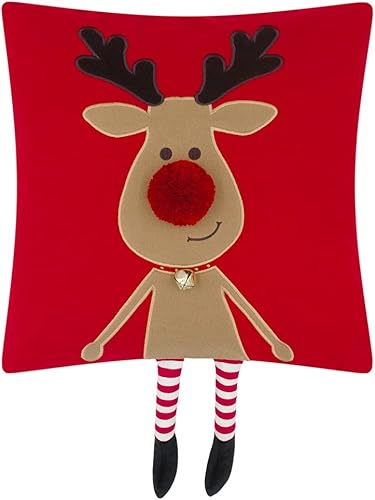 Funda de almohada decorativa navideña, fundas de almohada de Navidad, funda de almohada cuadrada con acento de ciervo para sofá, sofá, cama retro