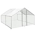 Walk In Chicken Run Cage Coop 3m x 4m x 2m Dog Pen House Kennel Large Galvanised Steel Metal Enclosure Rabbits Ducks Poultry Roof Cover Shelter Sunshade Pets Outdoor Backyard Farm Animal