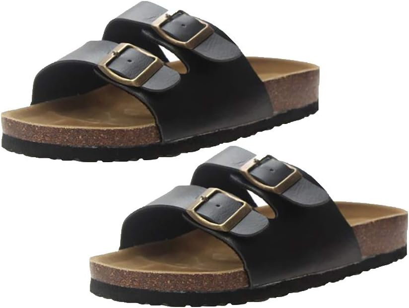 Women Sandals, Women Summer Faux Leather Beach Anti Slip Buckles Slippers Flat Cork Sandals