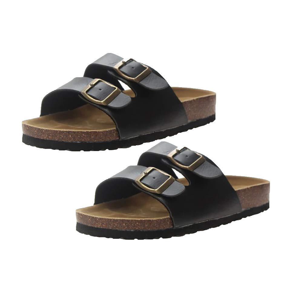Women Sandals, Women Summer Faux Leather Beach Anti Slip Buckles Slippers Flat Cork Sandals