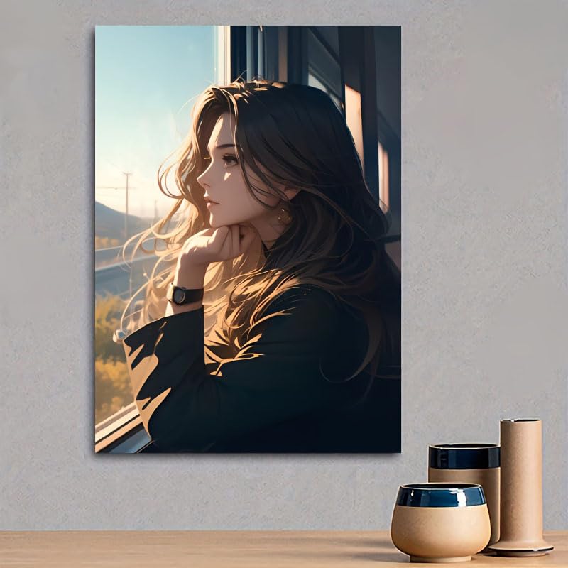 Cuadro anime de mujer elegante para decorar tu sala de estar moderna 3