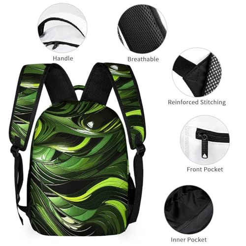 Abstract Green Snake Backpack Set Lightweight Bag Lunch Box Pencil Bags for Women Men Bookbags 3 in 13