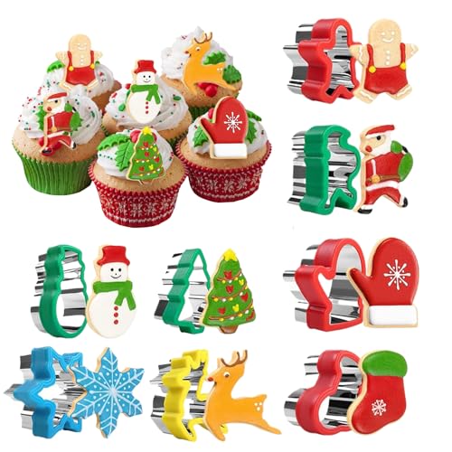TADAYIM Weihnachts Plätzchenausstecher | 8 Stück Backformen -...