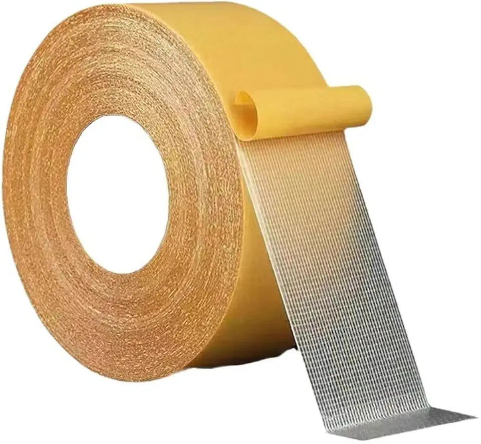 1 Volume Double-Sided Adhesive Tape Extra-Strong Fiberglass Mesh Reinforced Transparent for Wall Glass Heavy-Duty Invisible Mounting, (2CM*10M)