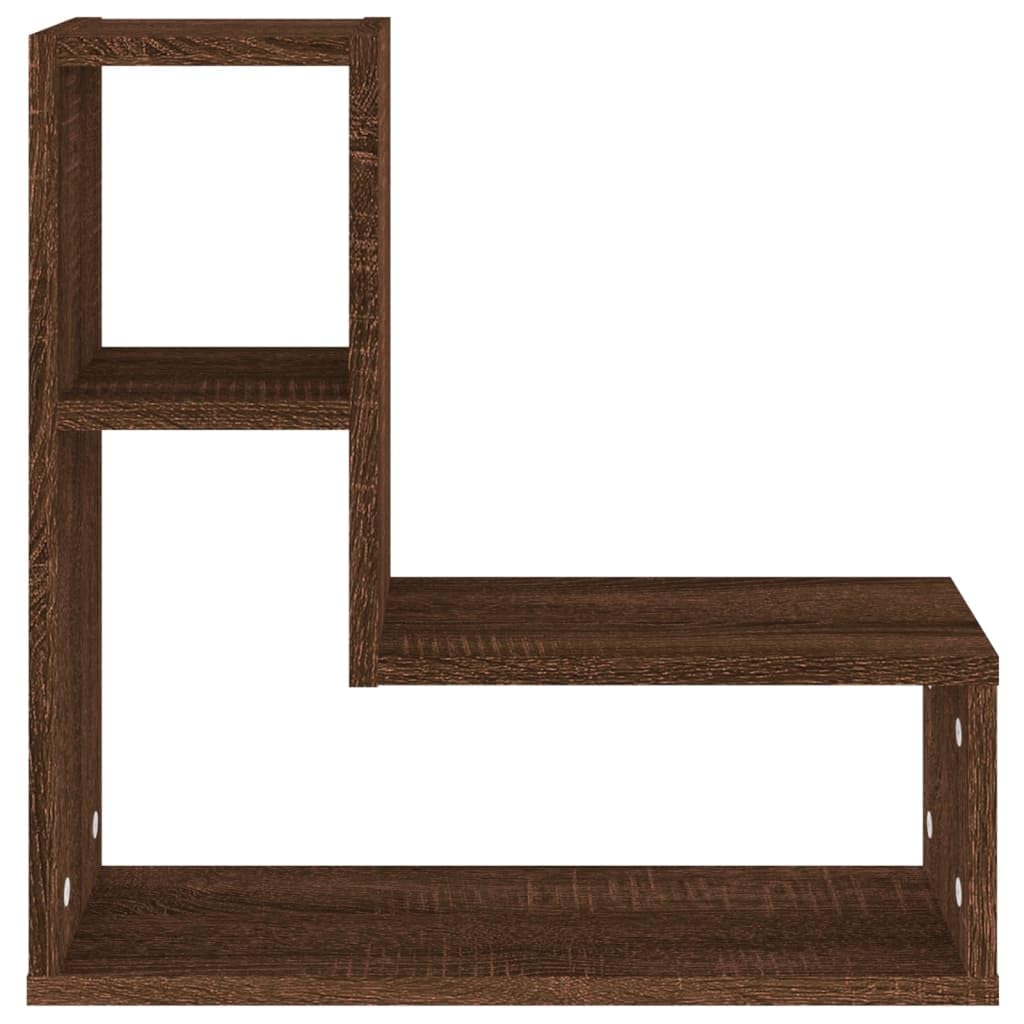 Set di 2 mensole da parete sospese, effetto rovere, 50 x 15 x 50 cm, in legno, con scomparti aperti, per soggiorno e ufficio, scaffali sospesi moderni per decorazioni e libri
