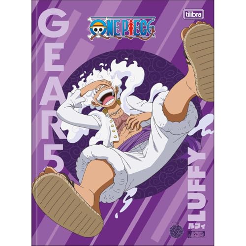 Tilibra - Caderno Brochura Capa Dura Universitário One Piece 80 Folhas - Fundo Roxo - Gear5 Luffy