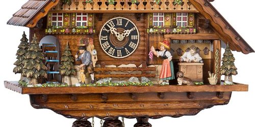 German Cuckoo Clock 8-Day-Movement Chalet-Style 22.00 Inch - Authentic Black Forest Cuckoo Clock By Hönes #TOP3